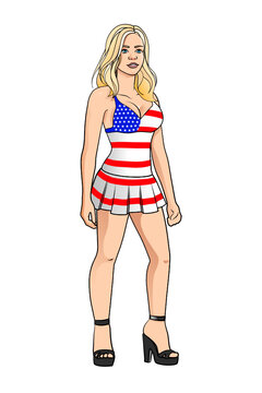 Sexy american Pin-Up Girl Illustration