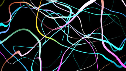 Multi color curve wave line gradient abstract on black background.