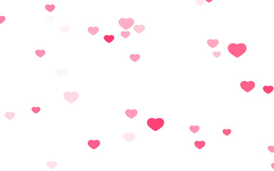 Valentine day pink hearts on white background.