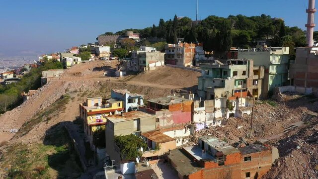 Destroyed houses after earthquake in Turkey.