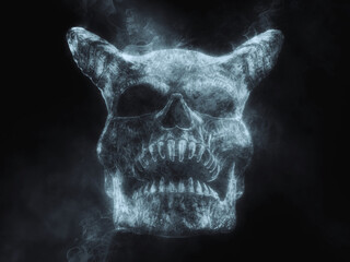 Demon skull made out of smoke