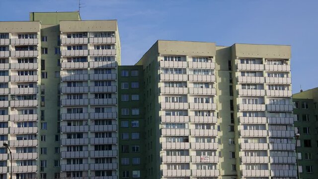 Old residential building in Grochow area of Warsaw city, Poland