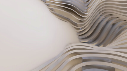 Abstract background with monochrome wave lines on white background.