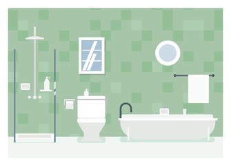 Fototapeta na wymiar Bathroom Interior. Simple flat illustration.