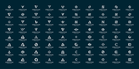 Mega logo collection, Abstract monogram initial letter logo design. icons for business of luxury, elegant, simple.