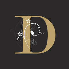 Luxury Boutique Letter D Monogram Logo, Vintage Golden Letter With Elegant Floral Design