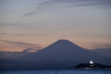 日没直後の富士山