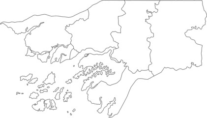 White vector map of the Republic of Guinea-Bissau with black borders of its regions