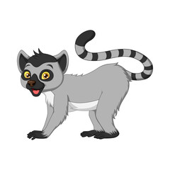 Cute lemur cartoon on white background