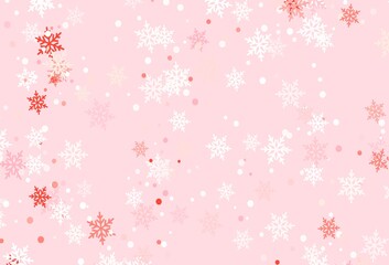 Light Red vector texture with colored snowflakes.