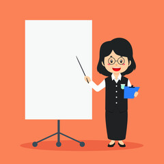 Teacher Character with Blank Board