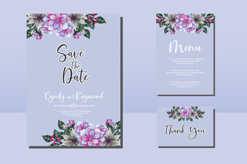 Wedding invitation frame set, floral watercolor hand drawn Dahlia Flower design Invitation Card Template