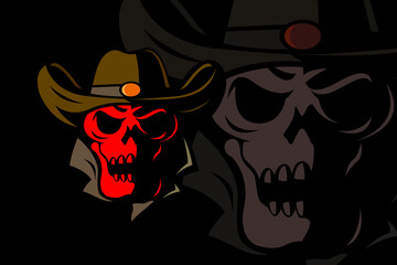 Red skull wearing a cowboy hat