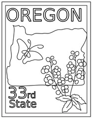 
Oregon coloring page designed in hand drawn vectors 

