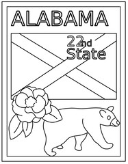 
Alabama coloring page designed in hand drawn vectors 

