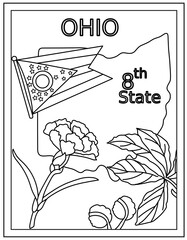 
Ohio coloring page designed in hand drawn vectors 

