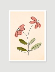 Contemporary one line art posters in pastel colors. Botanical wall art vector. Minimal and natural wall art. Abstract Plant Art design for print, wallpaper, cover. Modern vector illustration.
