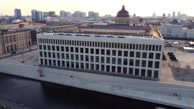 Famous Humboldt Forum in Berlin. Amazing drone footage