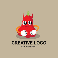 simple red cartoon guava fruit icon vector logo
