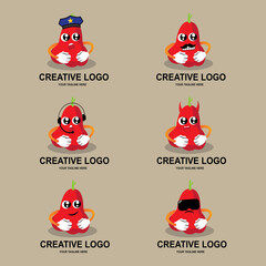 Fototapeta premium simple red cartoon guava fruit icon vector logo