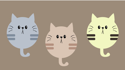 Round cats illustration