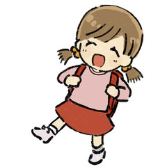 ランドセルを背負った女の子のイラスト
