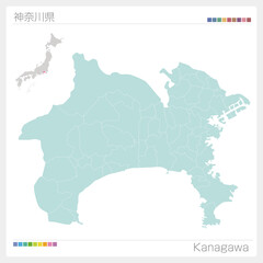 神奈川県の地図・Kanagawa（市町村・区分け）