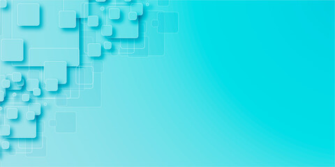 Abstract blue and white mosaic background. Bright winter backdrop with copy space. Blue aqua 3d square abstract background