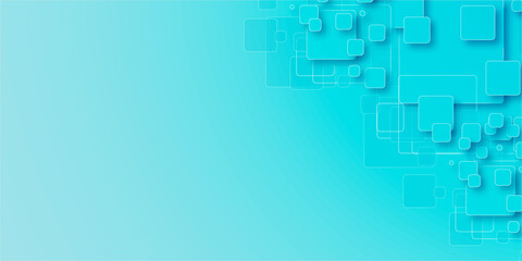 Abstract blue and white mosaic background. Bright winter backdrop with copy space. Blue aqua 3d square abstract background