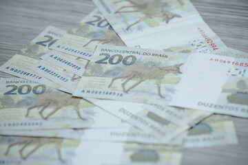 Vista de Cédula de 200 reais.