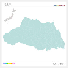 埼玉県の地図・Saitama（市町村・区分け）