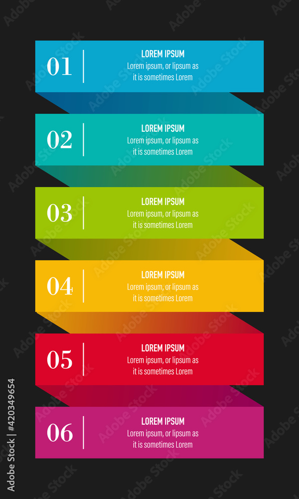 Aufkleber infographics design vector and business icons with 6 options for presentation and web site
