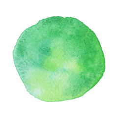 水彩画の丸素材（No.9 緑）アナログ、紙の質感、風合い