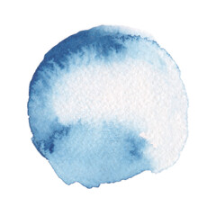 水彩画の丸素材（No.13 青）アナログ、紙の質感、風合い