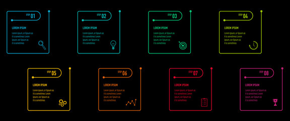 Infographics design vector and business icons with 8 options for presentation and web site	