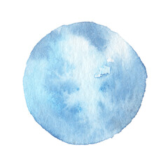 水彩画の丸素材（No.14 青）アナログ、紙の質感、風合い