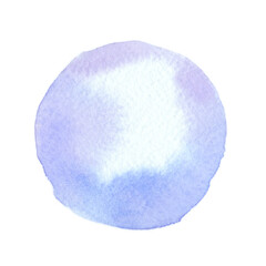 水彩画の丸素材（No.16 紫）アナログ、紙の質感、風合い