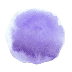 水彩画の丸素材（No.17 紫）アナログ、紙の質感、風合い