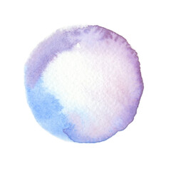 水彩画の丸素材（No.18 紫）アナログ、紙の質感、風合い