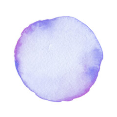水彩画の丸素材（No.19 紫）アナログ、紙の質感、風合い