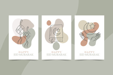 Islamic Wall Art, hand drawn islamic line icon with abstract shape Earth Tone color