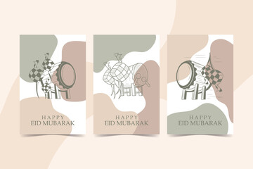 Islamic Wall Art, hand drawn islamic line icon with abstract shape Earth Tone color