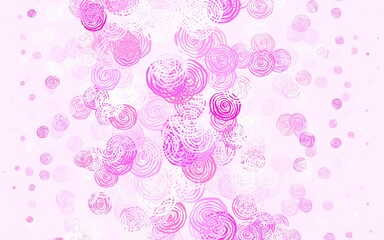 Light Purple, Pink vector doodle pattern with roses.