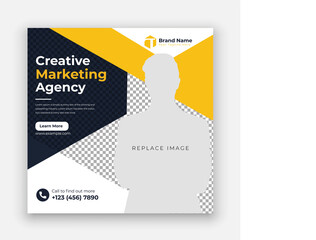 Digital business marketing banner for social media post template Square Flyer Template, Editable web Banner Post Template,