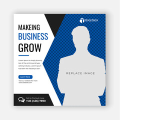 Digital business marketing banner for social media post template Square Flyer Template, Editable web Banner Post Template,