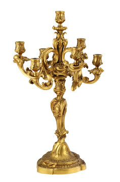 Candelabra Gold Ornate With Clipping Path. 