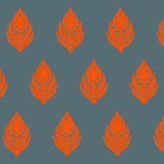 Sketch, hand drawing of wild leaf and flowers for saree designs or pattern for textile, wrapping paper, or backgrounds