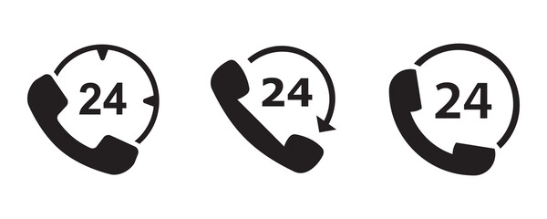 24 hour service icon set. Vector graphic illustration. Suitable for website design, logo, app, template, and ui. 