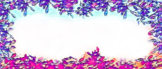 Pink and Purple Floral Abstract Border