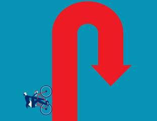 Businessman riding bicycles are about to face the economic crisis